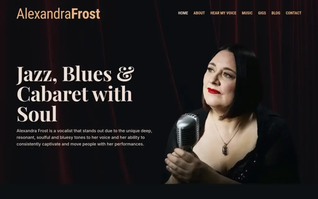 Alexandra Frost website homepage