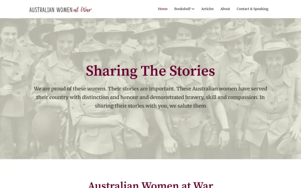 Australian Women at War website homepage