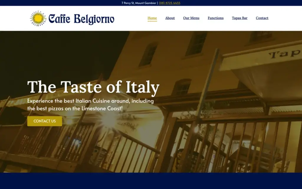 Caffe Belgiorno website homepage