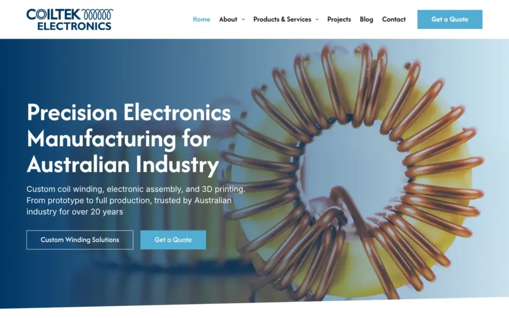 Coiltek Electronics website homepage