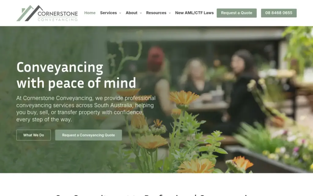 Cornerstone Conveyancing website homepage