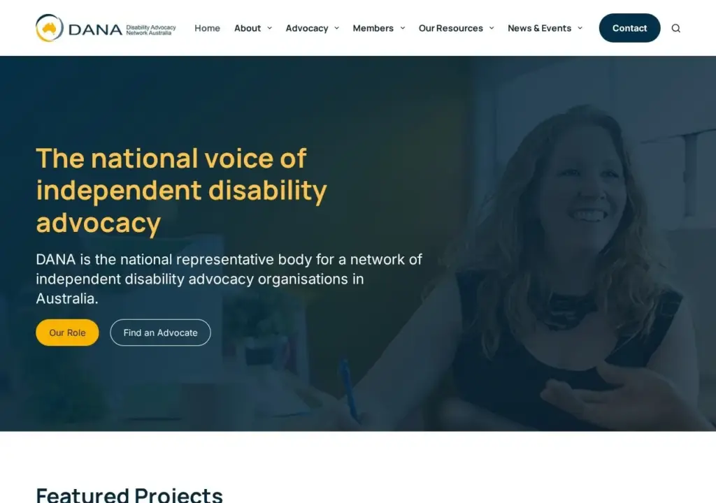 Disability Advocacy Network Australia website homepage