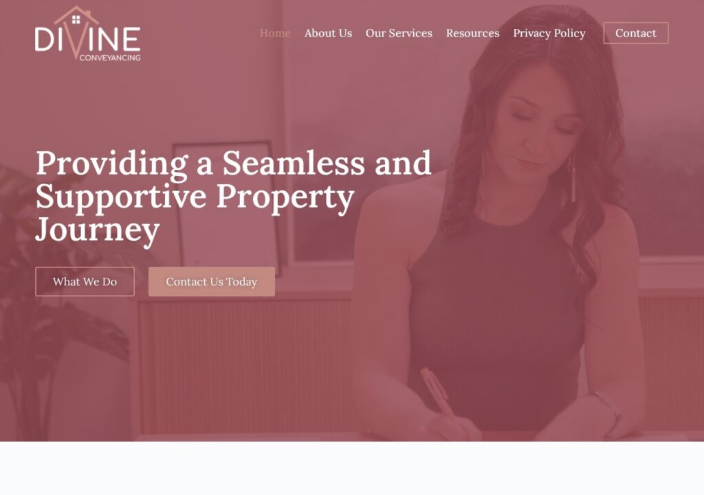 Divine Conveyancing website homepage