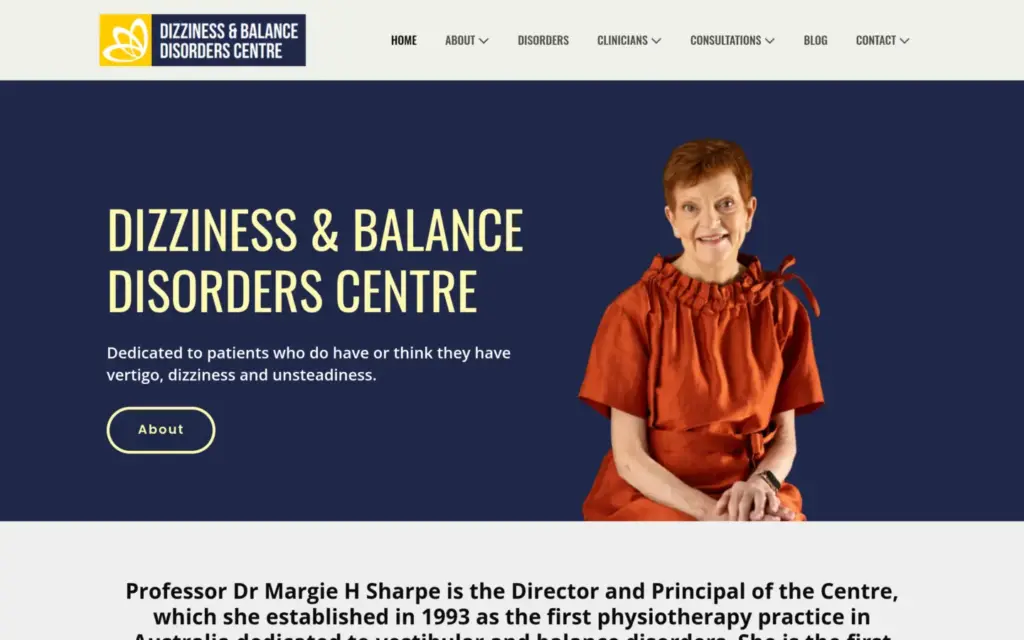 Dizziness & Balance Disorders Centre website homepage