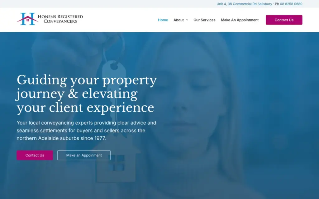 Honen's Conveyancing website homepage