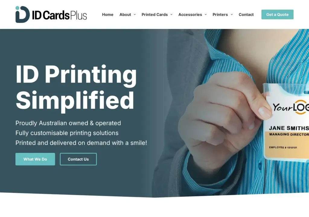 ID Cards Plus website homepage