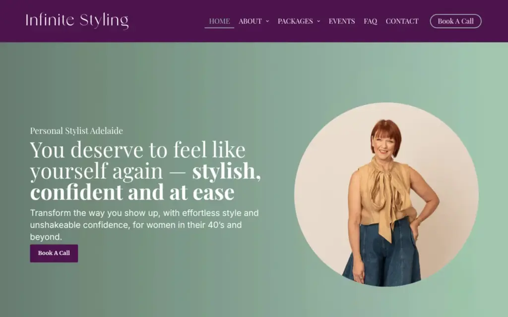 Infinite Styling website homepage