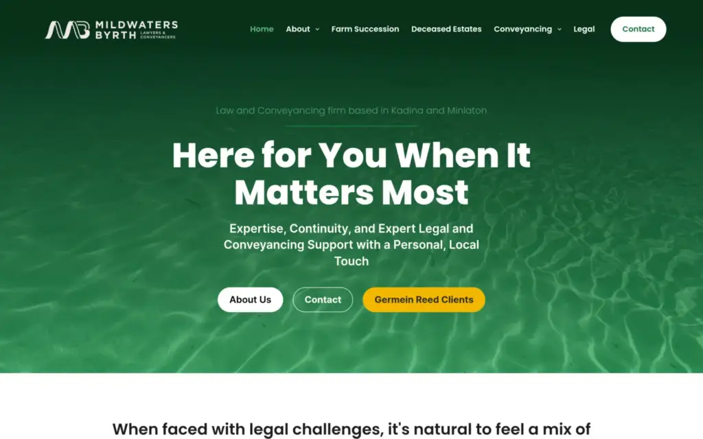 Mildwaters Byrth Lawyers & Conveyancers website homepage