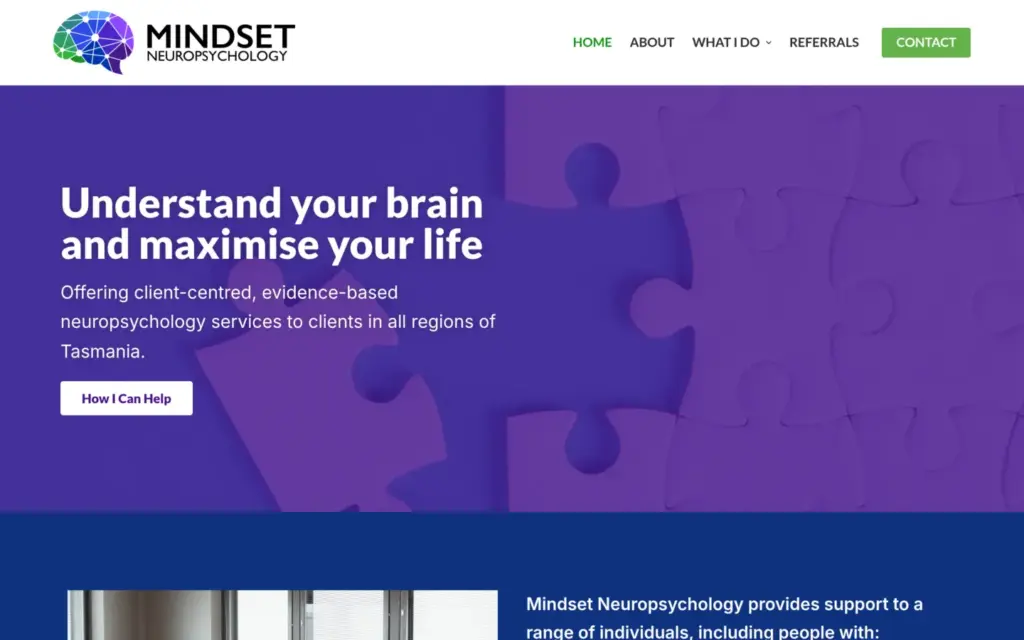 Mindset Neuropsychology website homepage