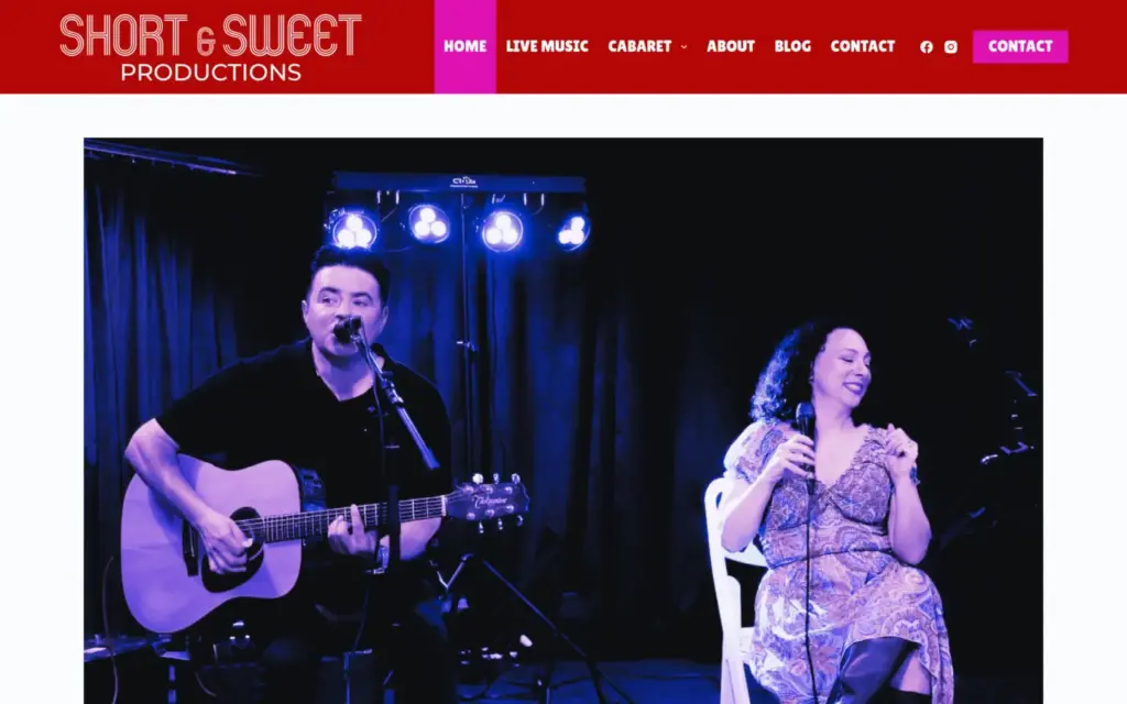 Short & Sweet Productions website homepage