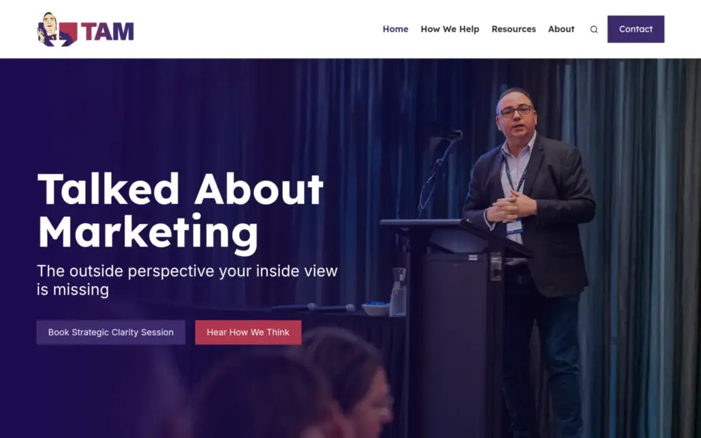 Talked About Marketing website homepage