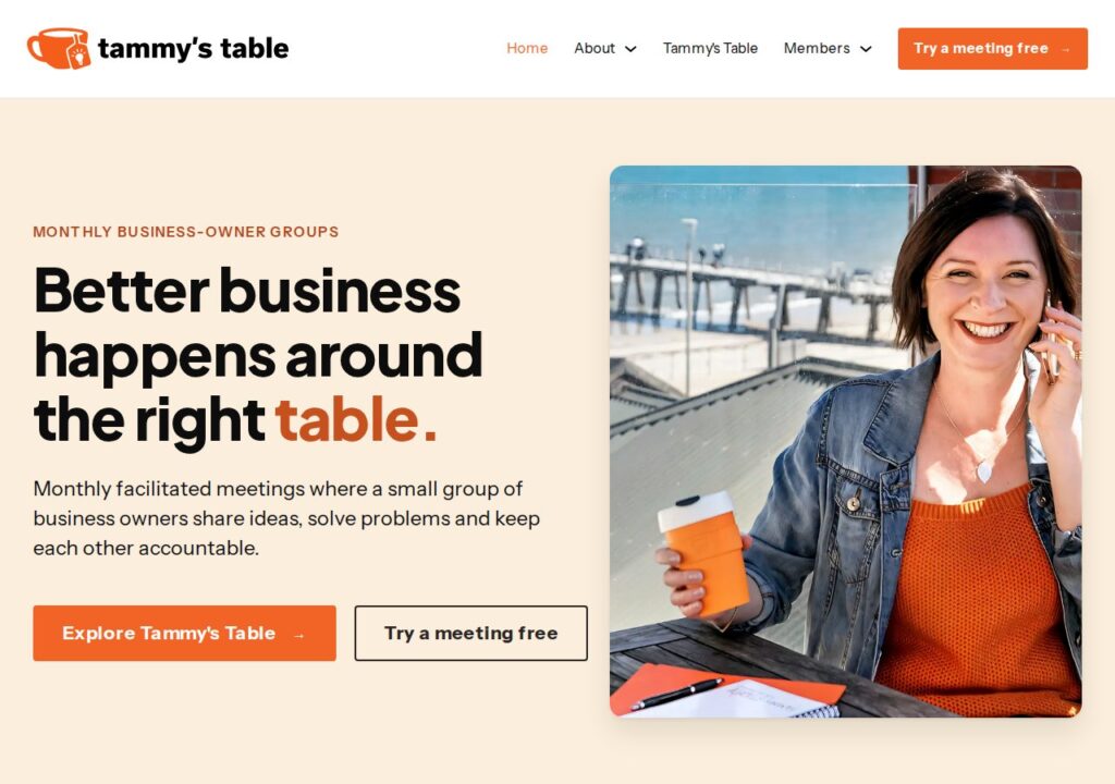 Tammy’s Table website homepage
