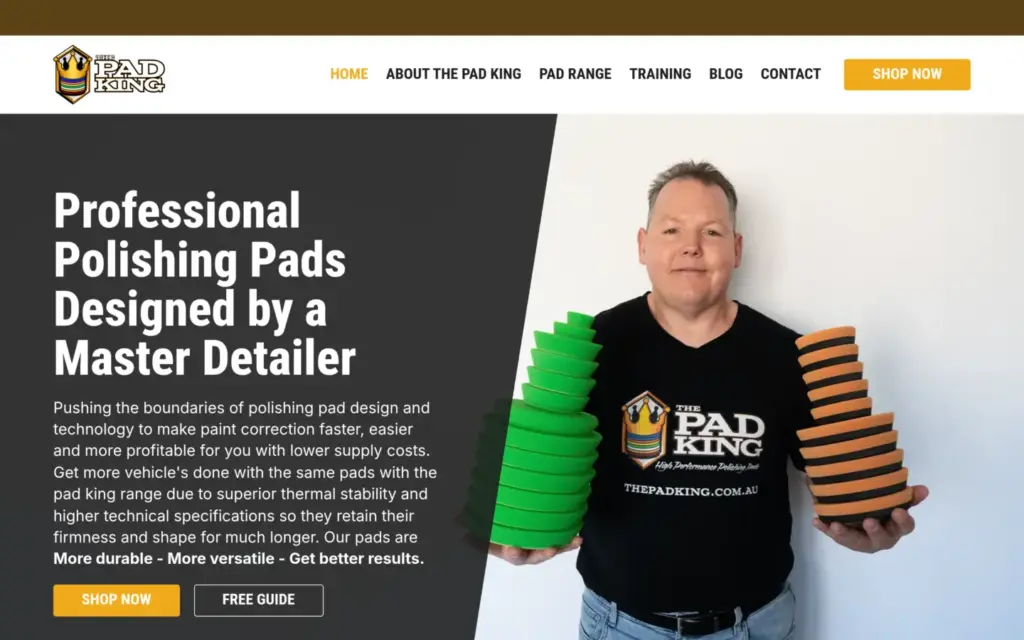 The Pad King website homepage