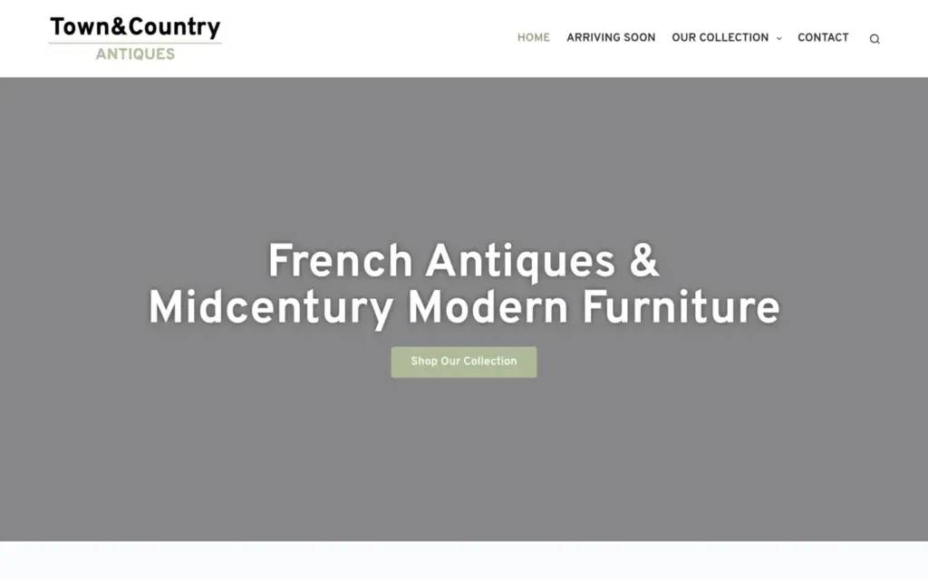 Town & Country Antiques website homepage