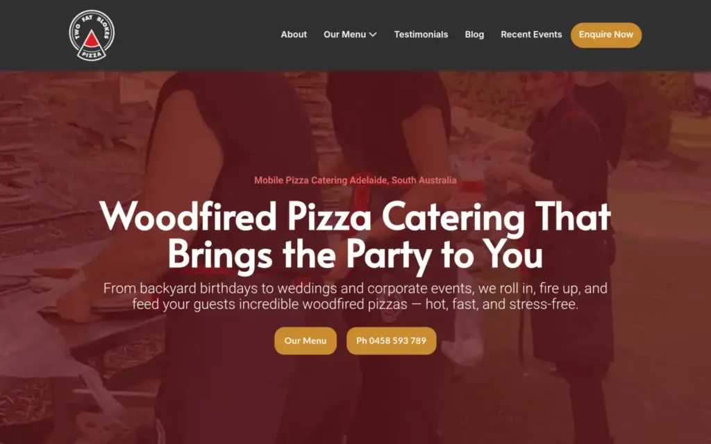 Two Fat Pizza Blokes website homepage